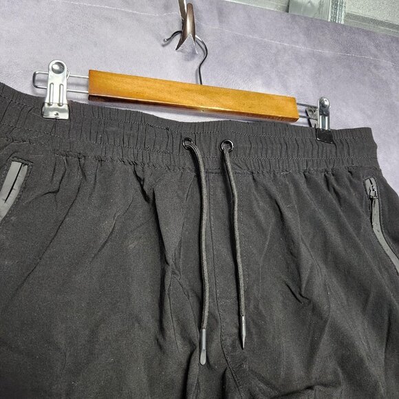 Athletex Jogger Pants Mens Large Black Tapered Drawstring Water Resistant Nylon - Picture 11 of 12
